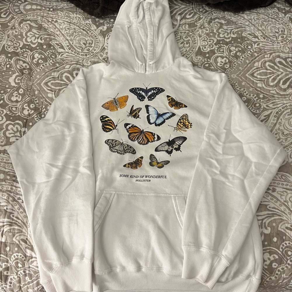 Gently Worn White Butterfly Hoodie